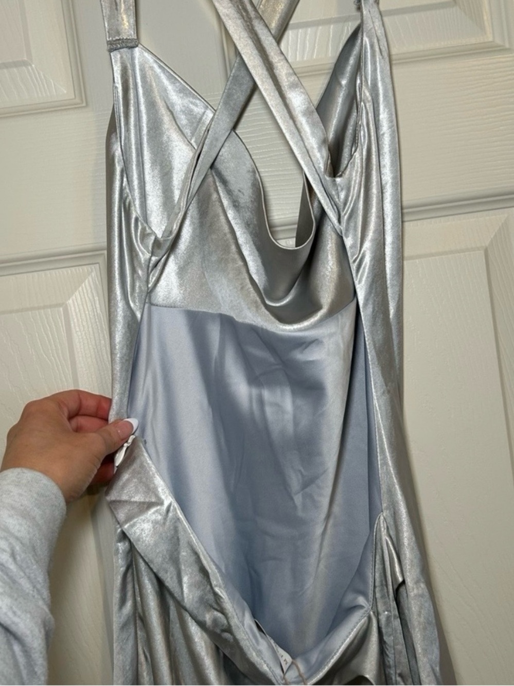 Silver Meshki Caellie Satin Cowl Dress - Picture 4 of 6